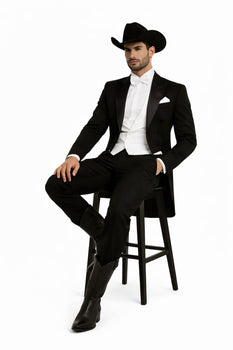 Western Suit - Trajes Para Hombres - Cowboy Formal Attires - Trajes De Novio - Black