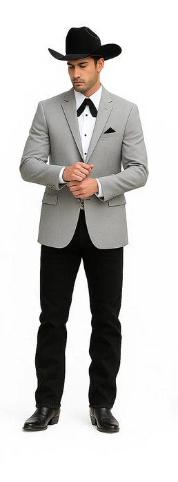 Western Suits For Grey Wedding - Western Tuxedo