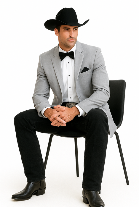 Western Suits For Grey Wedding - Western Tuxedo - Traje Para Hombre