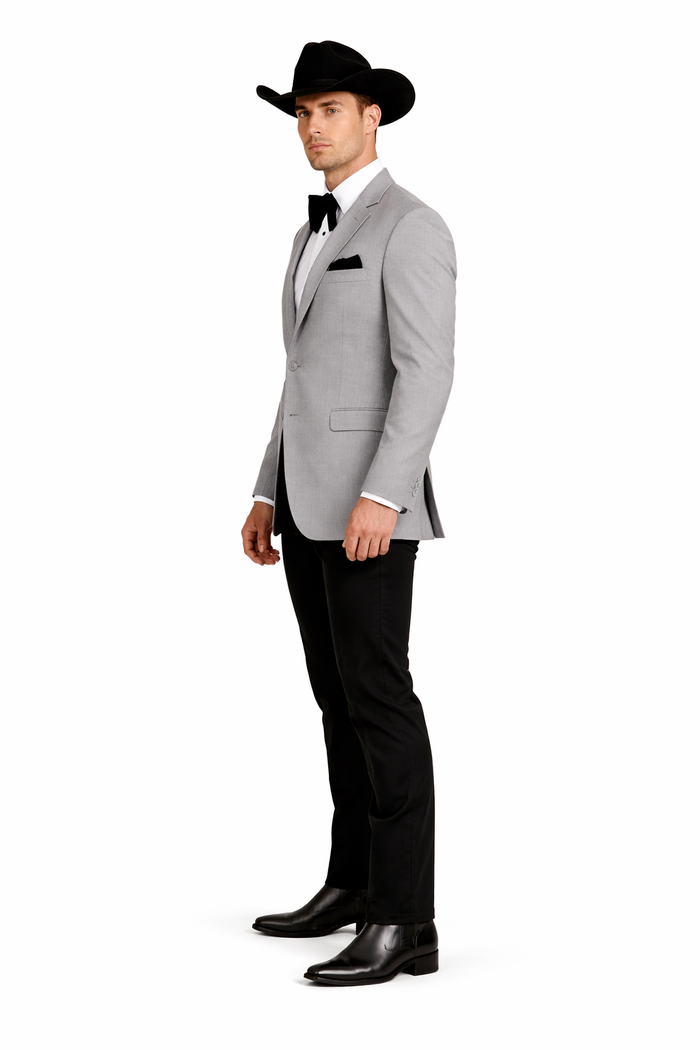 Western Suits For Grey Wedding - Western Tuxedo - Traje Para Hombre