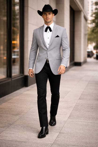 Western Suits For Grey Wedding - Western Tuxedo - Traje Para Hombre