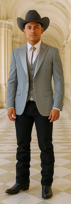 Western Suits For Wedding - Grey Western Tuxedo
