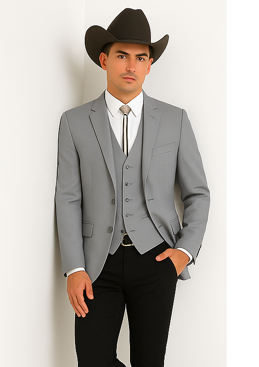 Western Suits For Wedding - Grey Western Tuxedo - Traje Para Hombre