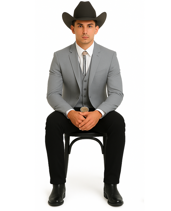 Western Suits For Wedding - Grey Western Tuxedo - Traje Para Hombre