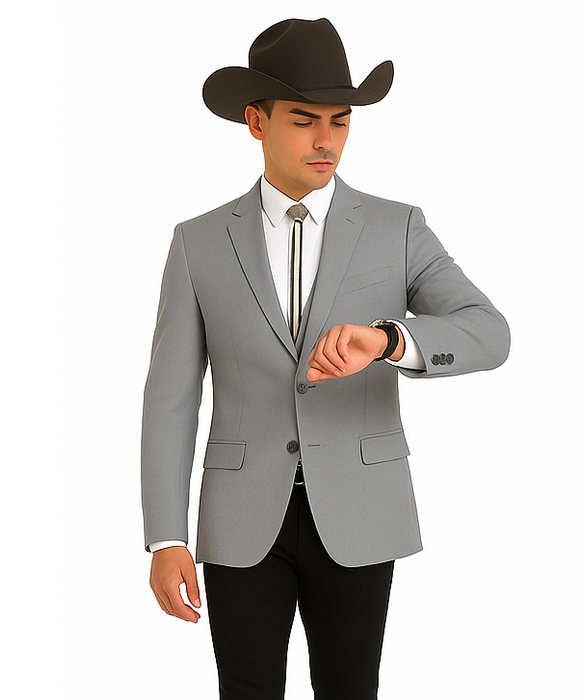 Western Suits For Wedding - Grey Western Tuxedo - Traje Para Hombre