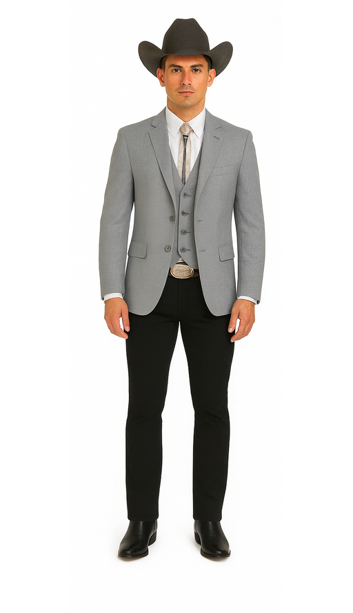 Western Suits For Wedding - Grey Western Tuxedo - Traje Para Hombre