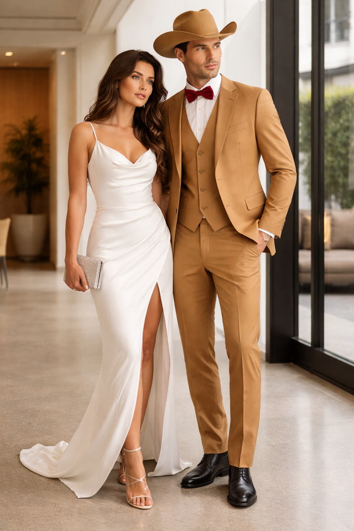 Tan Cowboy Wedding Suit for Every Occasion Modern Fit