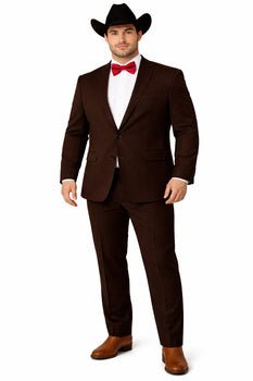 Western Suits For Wedding - Traje Para Hombre - Cowboy Suit With Trim Collar - Slim Fit Cut -  Brown Fitted Pants