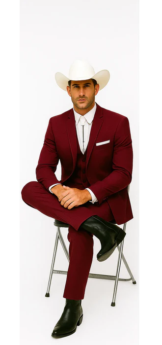 Western Suits For Wedding - Western Tuxedo - Burgundy