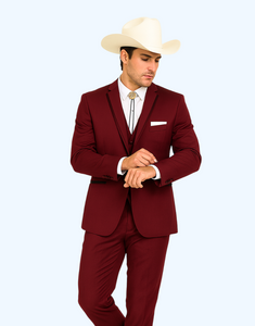 Western Suits For Wedding - Western Tuxedo - Burgundy - Traje Para Hombre