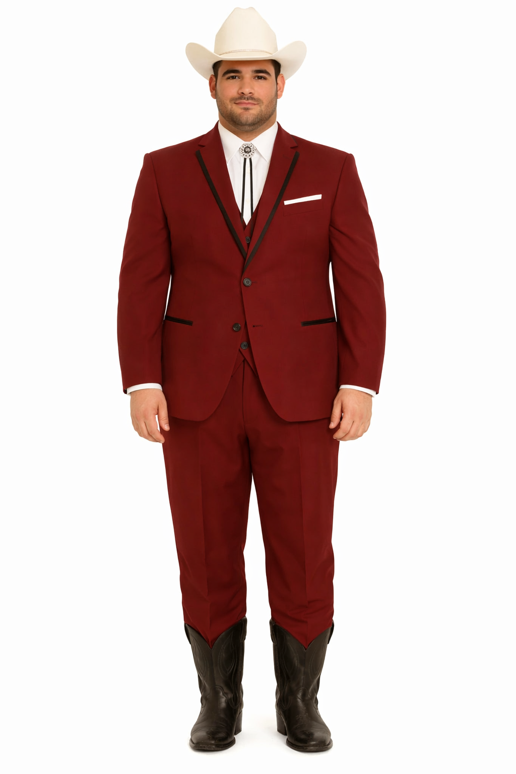 Western Suits For Wedding - Western Tuxedo - Burgundy - Traje Para Hombre