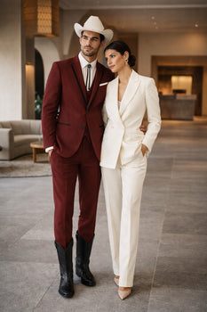 Western Suits For Wedding - Western Tuxedo - Burgundy - Traje Para Hombre