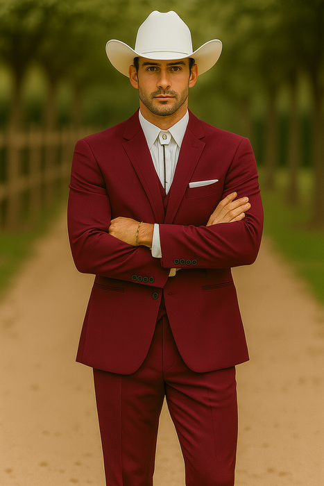 Western Suits For Wedding - Western Tuxedo - Burgundy