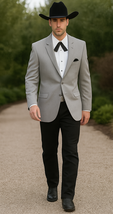 Western Suits For Wedding - Western Tuxedo - Cowboy Tuxedo Grey