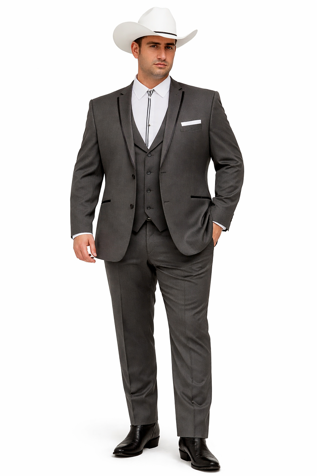 Western Suits For Wedding - Western Tuxedo - Grey - Traje Para Hombre