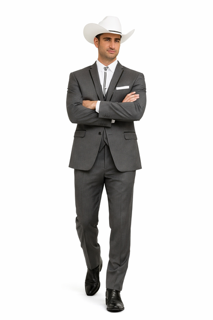 Western Suits For Wedding - Western Tuxedo - Grey - Traje Para Hombre