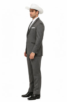 Western Suits For Wedding - Western Tuxedo - Grey - Traje Para Hombre