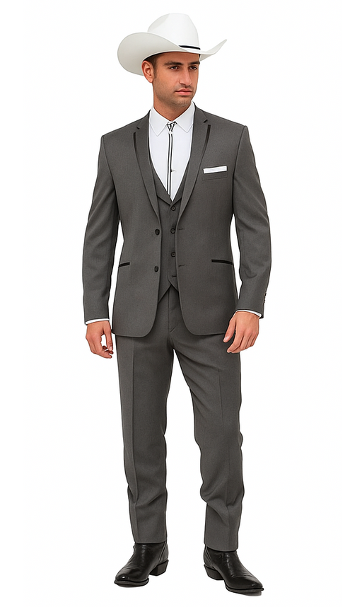 Western Suits For Wedding - Western Tuxedo - Grey - Traje Para Hombre