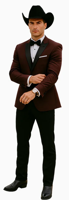 Western Suits - Trajes Para Hombres  - Cowboy Formal Attire - Trajes De Novio - Burgundy