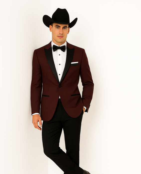 Western Suits - Trajes Para Hombres  - Cowboy Formal Attire - Trajes De Novio - Burgundy