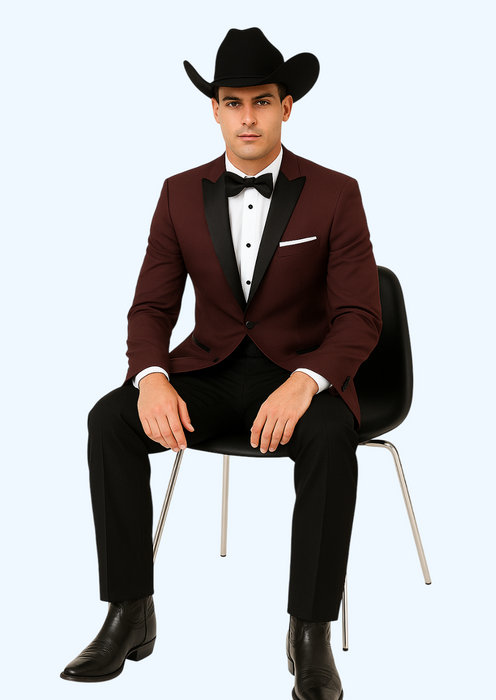 Western Suits - Trajes Para Hombres  - Cowboy Formal Attire - Trajes De Novio - Burgundy