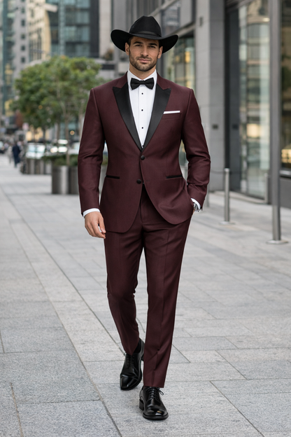Western Suits - Trajes Para Hombres  - Cowboy Formal Attire - Trajes De Novio - Burgundy