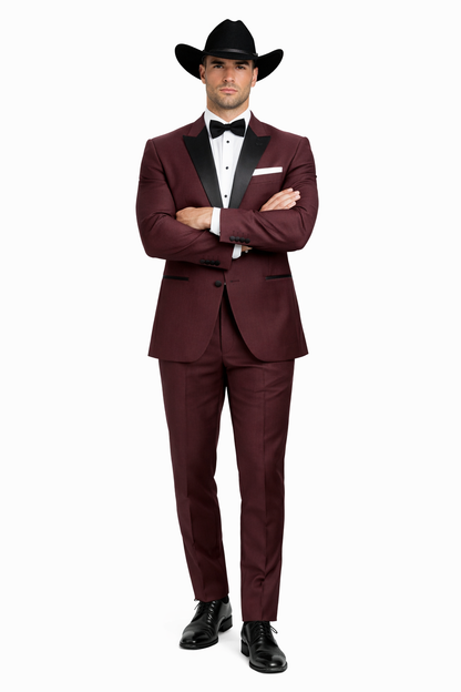 Western Suits - Trajes Para Hombres  - Cowboy Formal Attire - Trajes De Novio - Burgundy
