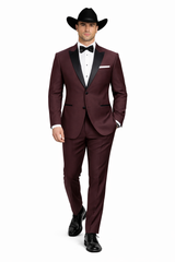 Western Suits - Trajes Para Hombres  - Cowboy Formal Attire - Trajes De Novio - Burgundy
