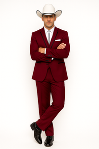 SKU#JA60892 Country Tuxedos For Weddings Mens Traje Vaquero Suit - Burgundy Tuxedo