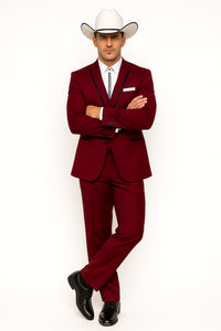 SKU#JA60892 Country Tuxedos For Weddings Mens Traje Vaquero Suit - Burgundy Tuxedo