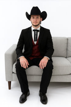 Men's Western Suit Trajes Para Hombres Cowboy Formal Attire de Novio Two Button Peak Black 34 Short or Extra Small Men's Western Suit Trajes Para Hombres Cowboy Formal Attire de Novio Two Button Peak Black 34 Short or Extra Small