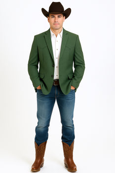 Western Blazer - Saco Para Hombre - Mens Double Button Western Green Blazer