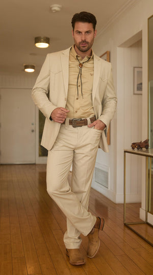 Traje vaquero estilo Chalino - Charro ranchero para hombre Mexican western suit in "Beige"
