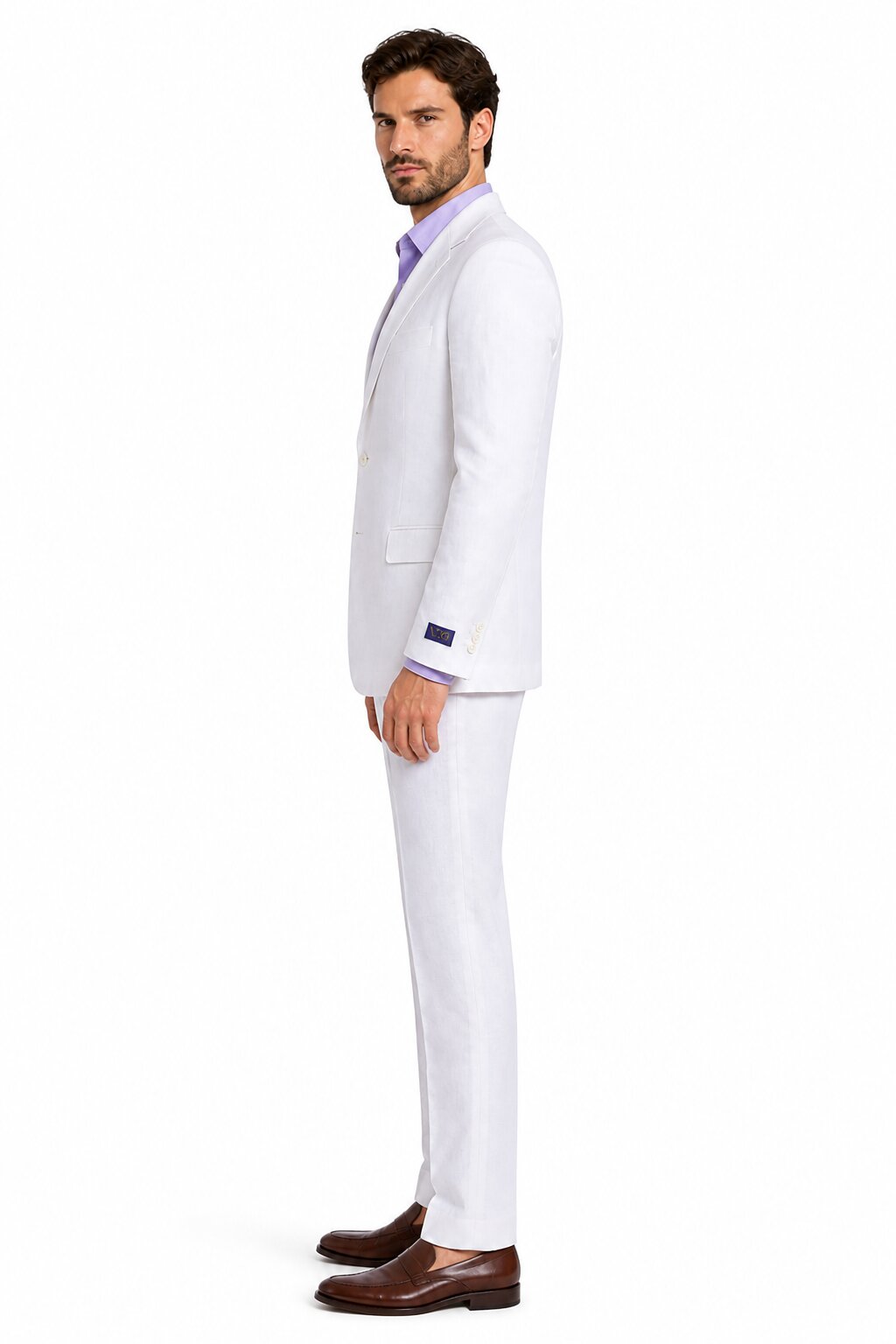 2 Button Men's  Jacket White Linen Suit - Mens Linen Suit