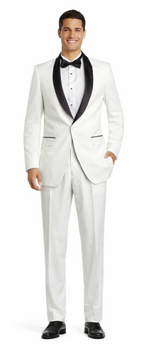 White And Black Lapel Tuxedo Suit Jacket & Pants Blazer Dinner Jacket Looking