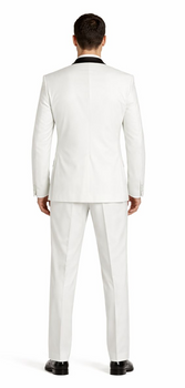 White And Black Lapel Tuxedo Suit Jacket & Pants Blazer Dinner Jacket Looking