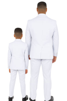 Father and Son Suits - White Boys Suit Perry Ellis Vested Boy's Wedding Suit in White - Image 4