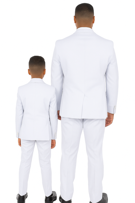 Father and Son Suits - White Boys Suit Perry Ellis Vested Boy's Wedding Suit in White