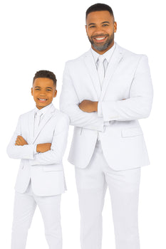 Father and Son Suits - White Boys Suit Perry Ellis Vested Boy's Wedding Suit in White - Image 5