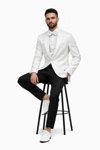 White Unique Men's Floral  Fancy