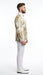 Mens White and Gold Floral Tuxedo Jacket with Satin Lapel – Luxury Prom, Wedding and Formal Dinner Blazer
