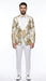 Mens White and Gold Floral Tuxedo Jacket with Satin Lapel – Luxury Prom, Wedding and Formal Dinner Blazer