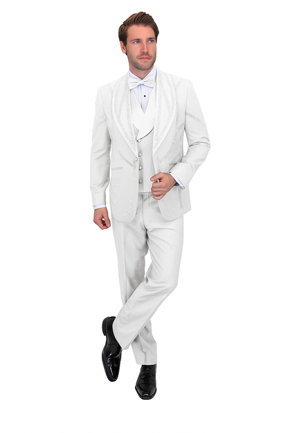 Italian Wool 3-Piece Modern Fit White Tuxedo - Image 5