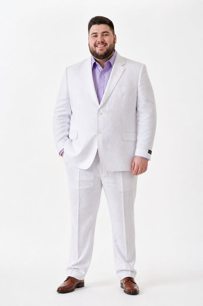 2 Button Men's  Jacket White Linen Suit - Mens Linen Suit