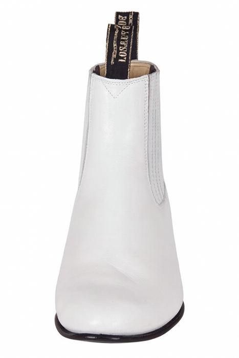 White Los Altos Boots Men's Charro Botin Short Ankle Deer Leather Boots