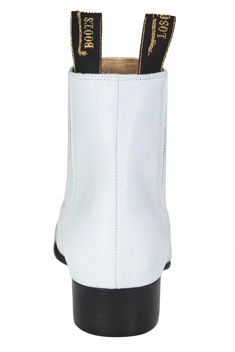 White Los Altos Boots Men's Charro Botin Short Ankle Deer Leather Boots