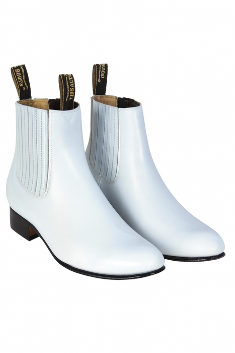White Los Altos Boots Men's Charro Botin Short Ankle Deer Leather Boots