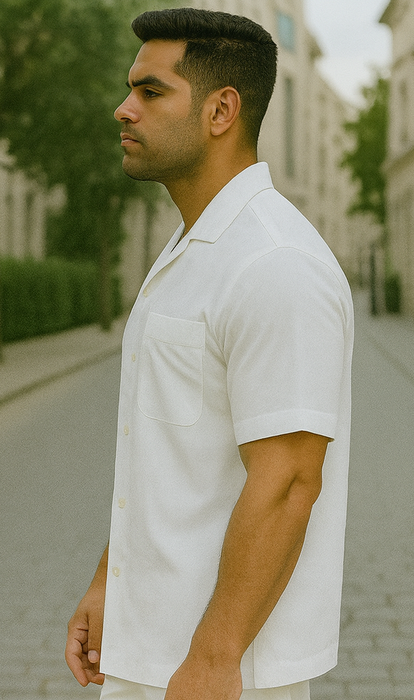 White Mens Walking Suit Men's Short Sleeve Two Piece Two Piece Mens Walking Outfit Pant Sets Suit All White Outfits For Men Short or Long Pants Leisure Casual Suit For Sale