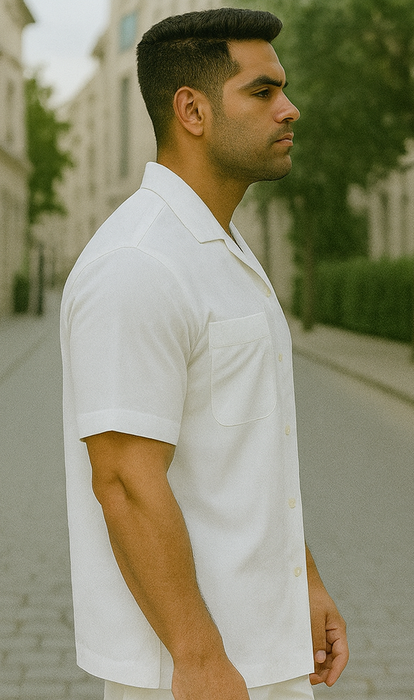 White Mens Walking Suit Men's Short Sleeve Two Piece Two Piece Mens Walking Outfit Pant Sets Suit All White Outfits For Men Short or Long Pants Leisure Casual Suit For Sale