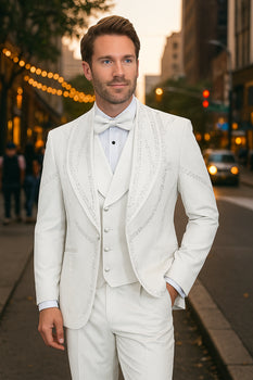 Italian Wool 3-Piece Modern Fit White Tuxedo - Image 3